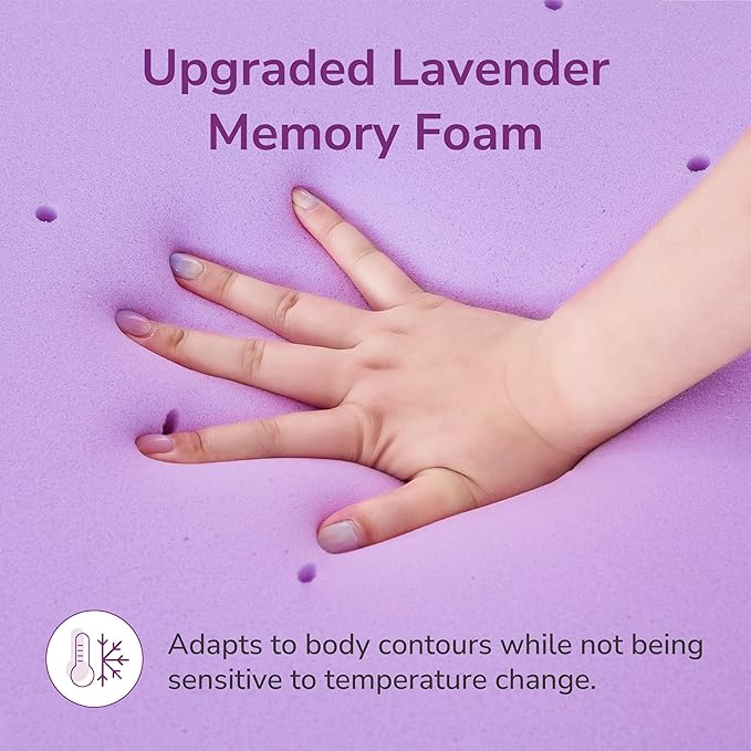 2 Inch Twin XL Lavender Infusion Memory Foam Mattress Topper for Relaxing Sleep, Ventilated & Pressure Relieving, CertiPUR-US Certified, Medium Firm Topper in a Box, Twin XL Size, 38"x80"