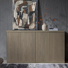 SICOTAS Buffet Cabinet with Storage Accent Sideboard Modern Credenza with Doors & Shelves Fluted Media Console Mid Century Coffee Bar Table for Living Room Kitchen Dining Room Hallway (1PCS)