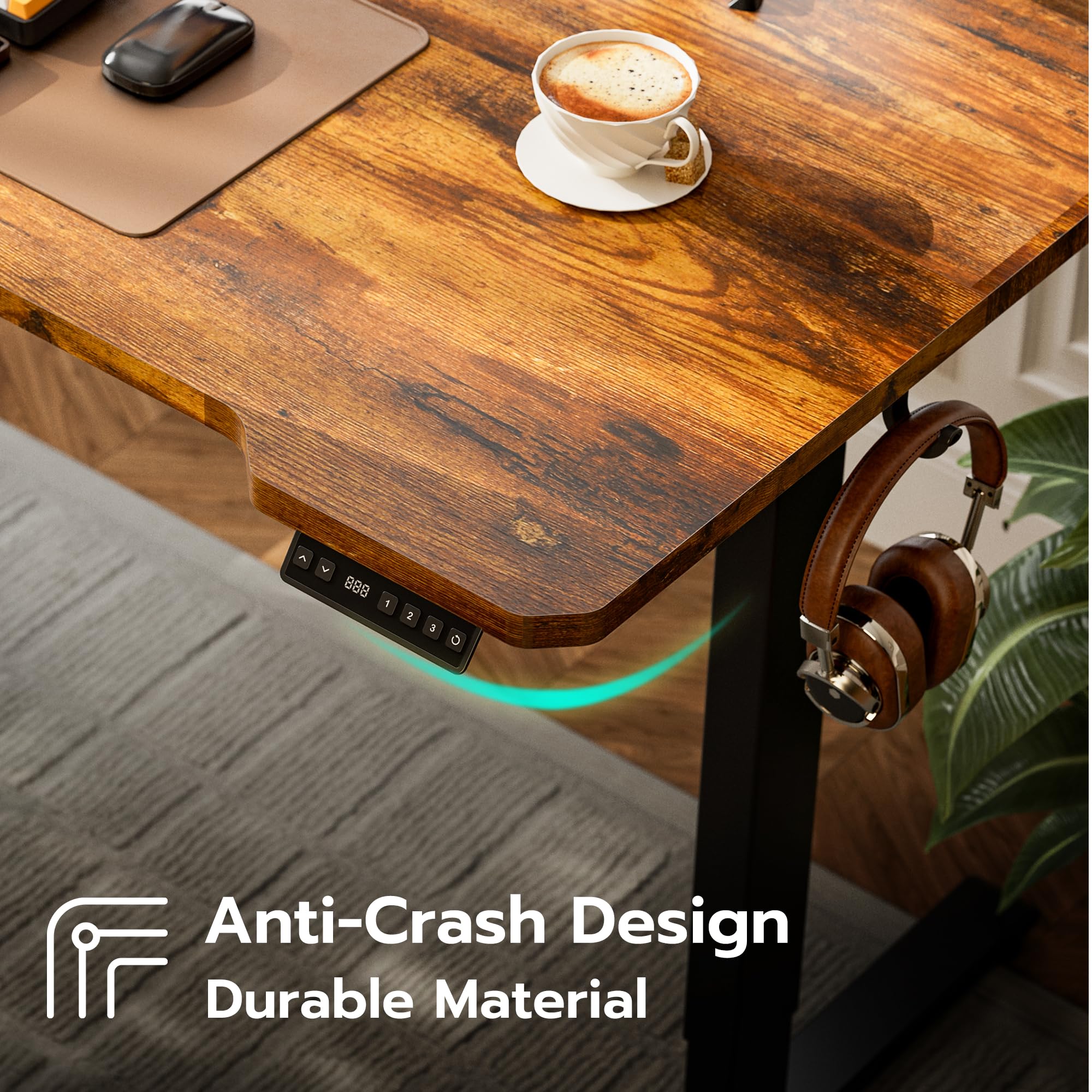 51" Reversiable L-Shaped Electric Standing Desk Adjustable Height Gaming Stand Up Corner Desk Sit Stand Home Office Computer Desk with Splice Board,Black Top Dormly