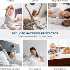 BEDLORE 2 Pack Waterproof Mattress Protector, Twin XL Size Mattress Pad with Deep Pocket 6