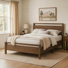 AMERLIFE King Size Solid Wood Bed Frame with Headboard, Minimalist Platform Bed with Wooden Slats Support/No Box Spring Needed/Easy Assembly/Noise-Free, Dark Brown