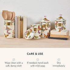 MACKENZIE-CHILDS Enamel Utensil Holder, Kitchen Utensil Holder for Countertop, Storage Caddy, Butterfly Garden
