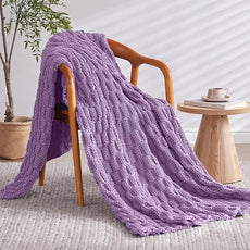 Knitted Weighted Blanket for Adult, No Beads Heavy Blanket 48” x 72'' 12lbs, Breathable Chunky Knit Blanket, Cooling Weighted Blanket for Hot Sleepers, Christmas Home Decor (Lilac)