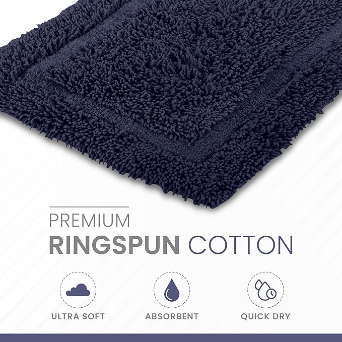 Martex 100% Cotton Ringspun Bath Rug | Super Soft | Super Absorbent | Essential Bathroom Rugs | Non-Slip Bath Mat | Quick Drying Bath Mat | Navy