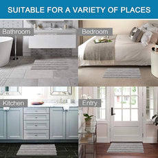 H.VERSAILTEX Bath Mats for Bathroom Non Slip Extra Thick Chenille Striped Bath Rug 24