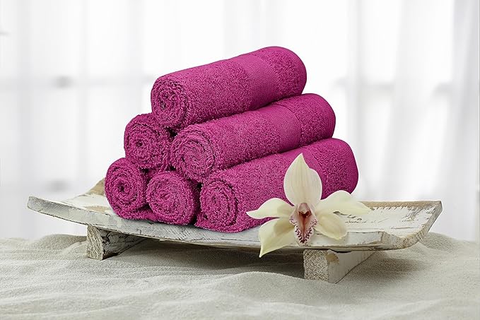 Premium Wash Cloths Pack of 12 (13" x 13") 100% Ring Spun Cotton | Luxury Washcloths | Ultra Soft Face Towels | Highly Absorbent Wash Cloths for face (Dark Pink)