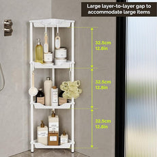 Orimade Rustproof 4 Tier Floor Standing Corner Shower Caddy Organizer, Plastic Metal Splicing Floor Corner Shelf Rack Storage Stands for Bathroom, Marble