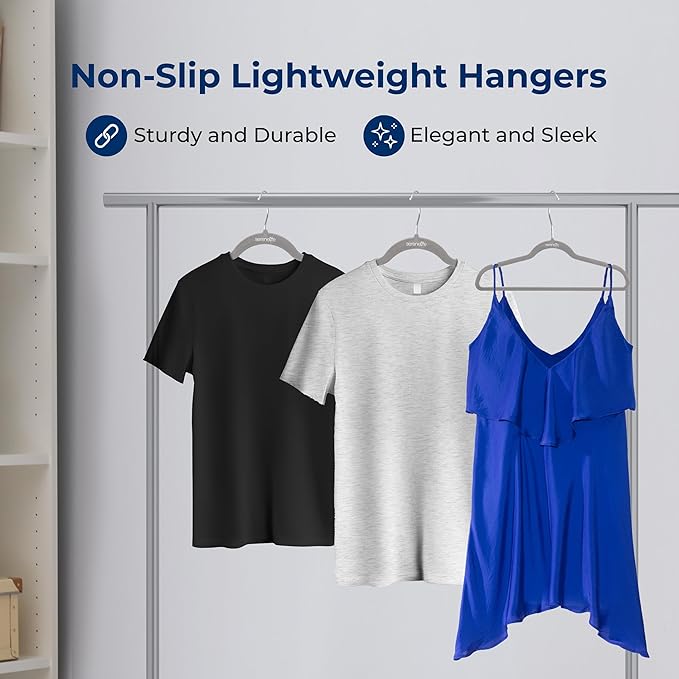 SereneLife 20 Pack Velvet Hangers - Non-Slip Felt Hangers with 360° Swivel Hook - Ultra-Thin, Lightweight, Space Saving for Shirts, Sweaters, Hoodies, Kids Clothes & Dresses