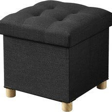 BRIAN & DANY Ottoman with Storage, Small Storage Ottoman for Dorm, Linen Folding Ottoman Foot Stool with Legs for Living Room and Bedroom, 15