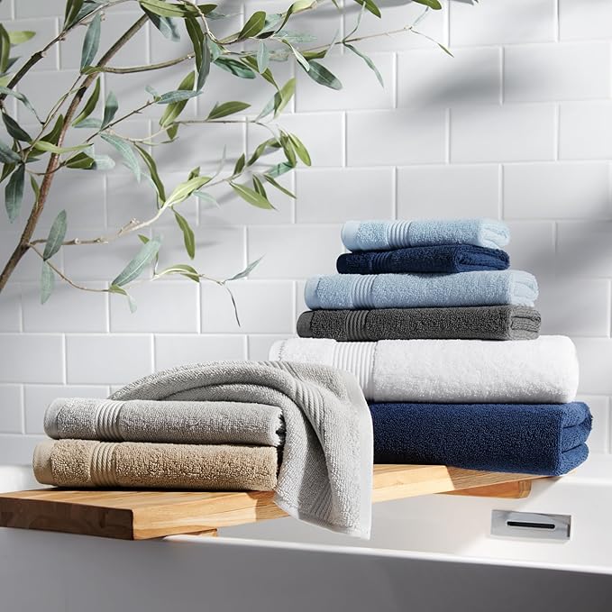 Arkwright Bath Washcloths 12 Pack - Super Soft 100% Cotton, 600 GSM Quick Dry & Absorbent, Luxury Face & Body Wash Cloth Towels for Hotels, Spa, and Vacation Rentals, Titanium Grey