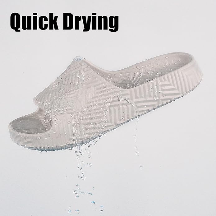 Weweya Slides for Women and Men - Bathroom Shower Shoes - Non Slip House Slippers - Lightweight Beach Sandals