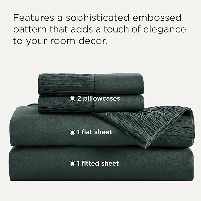 Bedsure King Size Sheets Set - 4 Pieces Soft King Sheets - Breathable & Cooling - Hotel Luxury - Easy Care Polyester Microfiber Bedding for Women, Men, Forest Green