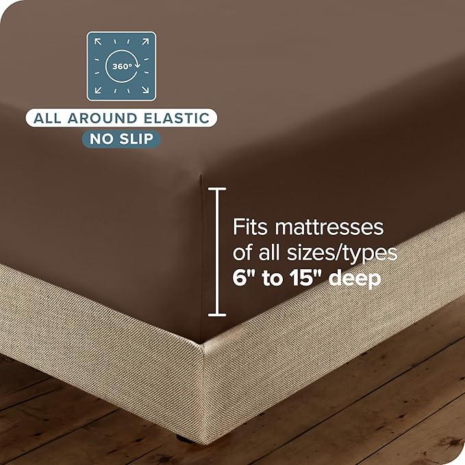 Bare Home Hotel Luxury Queen Sheet Set, Extra Soft - 6 Piece Set - Deep Pockets - Easy Fit - Cooling & Breathable - Wrinkle, Fade, Stain Resistant - Includes 4 Pillowcases (Queen, Cocoa)