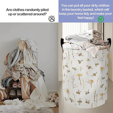 Laundry Basket-Bees Boho Florals Foldable Waterproof Oxford Cloth Funny Tote Bag Laundry Hamper Clothes Storage Bucket Organizer For Bathroom/Laundry Storage/Bedroom Storage Basket