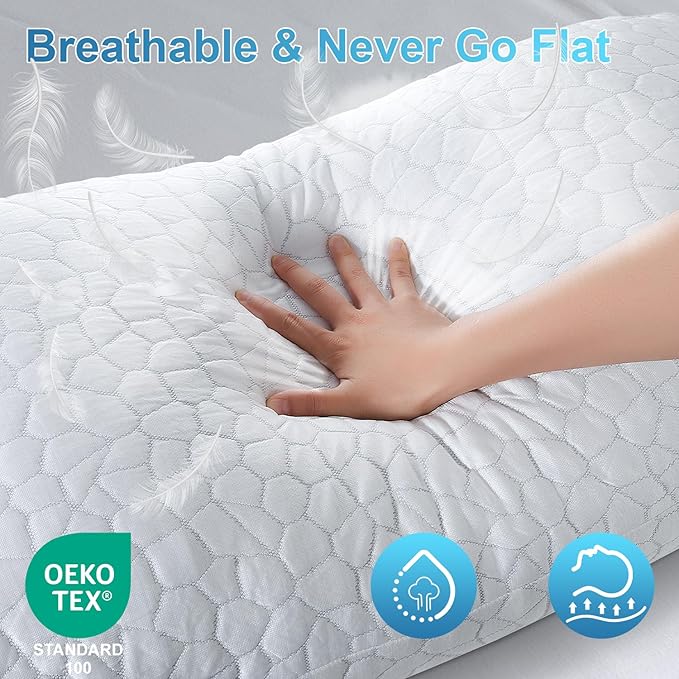 Cooling Adjustable Pillow for Hot Sleeper, Custom Loft Support with Breathable Shredded Memory Foam CertiPUR-US Certified Standard Size Bed Pillow for Side, Back, Stomach Sleeper Gift for Better Sleep