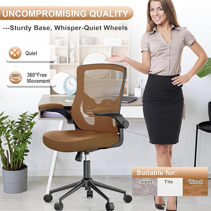 Office Chair, High Back Desk Chair Adjustable Height and Ergonomic Design Home Office Computer Chair, Executive Lumbar Support Padded Flip-up Armrest