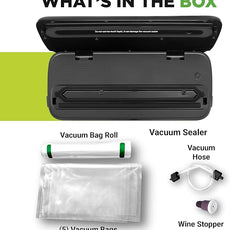 NutriChef Automatic Vacuum Air Sealing System for Food Preservation with Starter Kit, Compact Design, Lab Tested, Dry & Moist Food Modes with Led Indicator Lights, Black