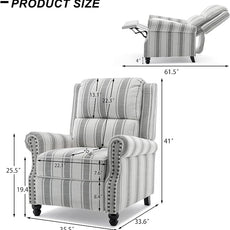 Recliner Chair, Modern Pushback Armchair with Adjustable Backrest & Footrest for Bedroom, Living Room (Grey Stripe,Set of 2)