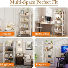 No Assembly Double-Sided Folding Bookshelf for Living Room, 4 Tier Collapsible Book Shelf for Home Office, Portable Bookcase Storage Organizer