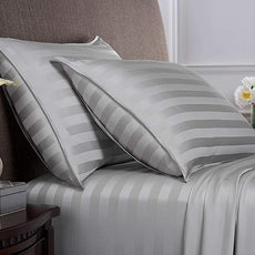 Pure Bamboo Twin Sheets, Genuine 100% Organic Viscose Derived from Bamboo Bed Sheet Set, Luxuriously Soft & Cooling, Double Stitching, 2 Year Quality Promise (Twin, Jacquard Silver)