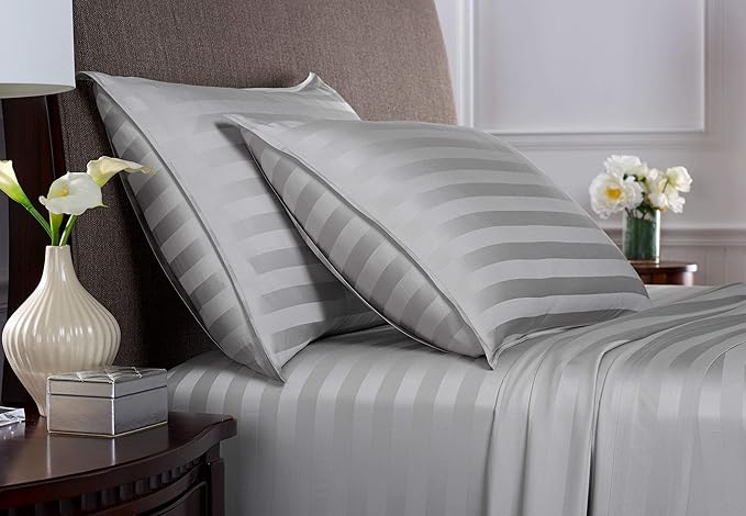 Pure Bamboo Twin Sheets, Genuine 100% Organic Viscose Derived from Bamboo Bed Sheet Set, Luxuriously Soft & Cooling, Double Stitching, 2 Year Quality Promise (Twin, Jacquard Silver)