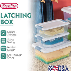 Sterilite 36-Pack Latching Box, Under Bed Storage Bins with Lids, Clear Plastic, 6 Quart - Heavy-Duty Organizing Containers for Closet, Bathroom, and Office
