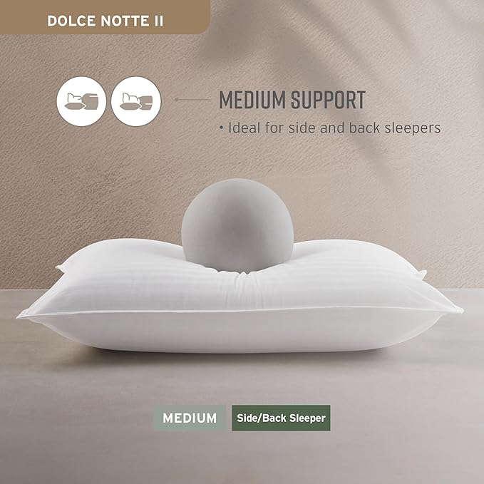 Sobel Westex: Dolce Notte II Stomach, Side and Back Sleeper Bed Pillow for Sleeping | Hotel and Resort Quality | Hypoallergenic, Down Like Fill, Soft Loft (Standard Size)