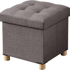 BRIAN & DANY Ottoman with Storage, Small Storage Ottoman for Dorm, Linen Folding Ottoman Foot Stool with Legs for Living Room and Bedroom, 15