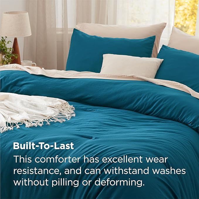 Bedsure Queen Size Comforter Set, Teal Soft Prewashed Bedding for All Seasons, 3 Pieces GentleSoft™ Warm Down Alternative Bed Set, 1 Lightweight Comforter (90"x90") and 2 Pillowcases (20"x26")