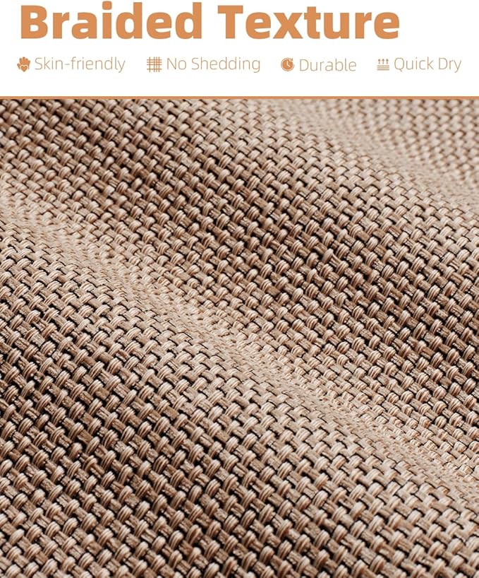 PADOOR Non-Slip Bath Mat With Rubber-Backing, Braided Absorbent Machine Washable Thin Rug for Bathroom Floor, Quick Dry, Fits Under Door, 17''x24'' Beige