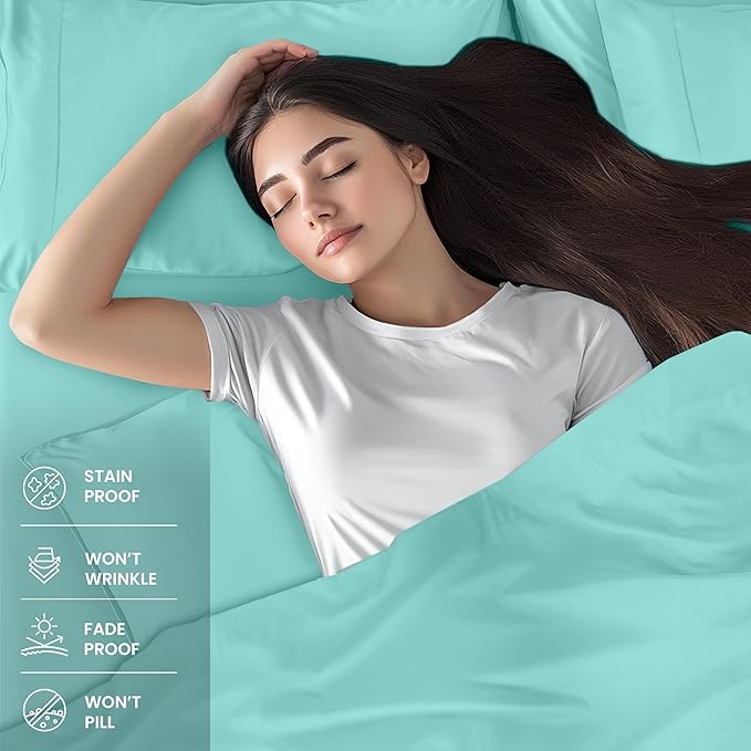 Utopia Bedding Twin XL Sheet Set – 3 Piece Bed Sheets for Twin XL Size Bed, Soft and Breathable Microfiber, Includes 1 Fitted Sheet, 1 Flat Sheet and 1 Pillowcase (Spa Blue)