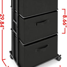 MAX Houser Dresser Storage with 3 Drawers, Fabric Dresser Tower, Vertical Storage Unit for Bedroom, Closet, Office, Black