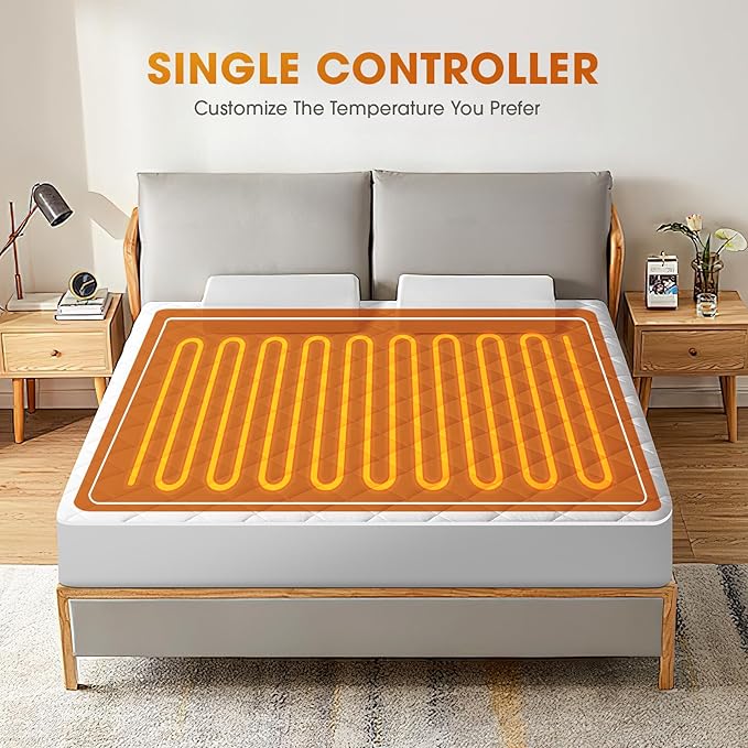 Heated Mattress Pad Full Size,Electric Mattress Pad with Preheat Functions,Bed Warmer with 12 Heat Settings Controller & 1-12 Hours Auto Shut Off,Machine Washable (54"x75",White)