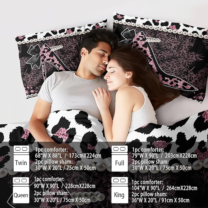Sexy High Heels Leopard Print Comforter Set Twin Girls Red Cheetah Print Bedding Set Women High Heels Leopard Comforter Animal Quilt Bedroom Decor Cheetah Bedding Bed Decor