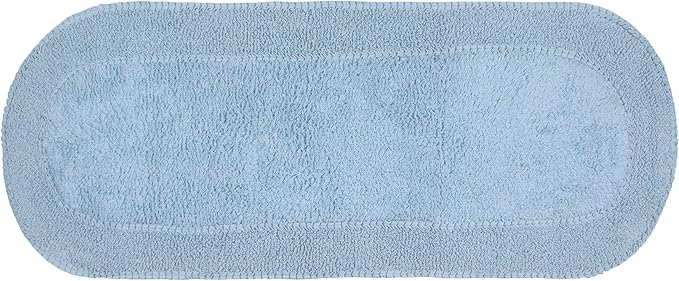 Home Weavers Double Ruffle Collection 100% Cotton Bathroom Rugs Set, Washable Rug, Thick Extra Soft and Absorbent Bath Rug, Kitchen Mat, Bath Mat Set, Bath Floor Mat Non Slip, 21"x54" Runner, Blue