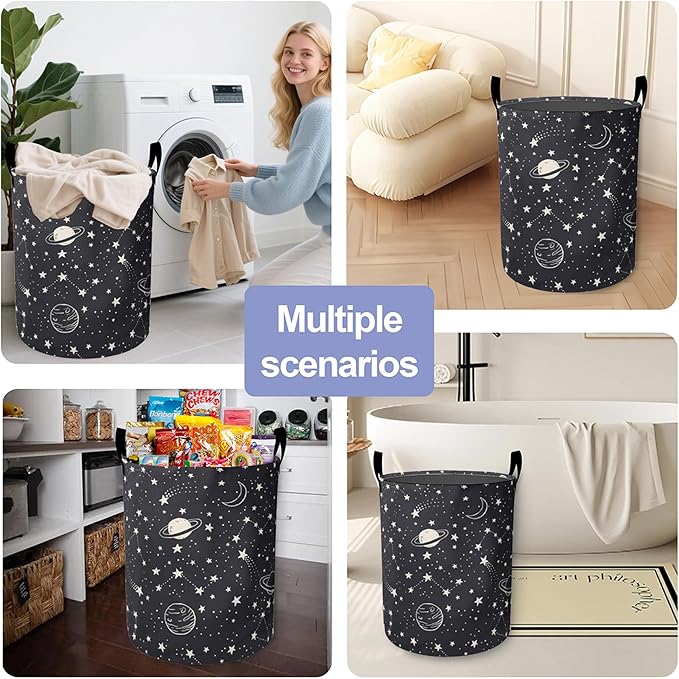 Laundry Basket-Cartoon Celestial Sky Foldable Waterproof Oxford Cloth Funny Tote Bag Laundry Hamper Clothes Storage Bucket Organizer For Bathroom/Laundry Storage/Bedroom Storage Basket