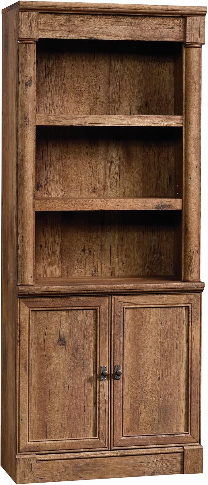 Sauder Palladia Bookcase with Doors, Multiroom Storage, Library Bookcase, Vintage Oak Finish