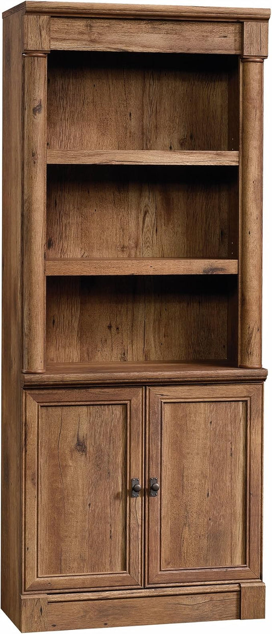 Sauder Palladia Bookcase with Doors, Multiroom Storage, Library Bookcase, Vintage Oak Finish