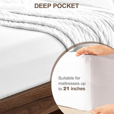 FreshCulture Twin XL Fitted Sheet Only - Hotel Quality Ultra Soft & Breathable Brushed Microfiber Fitted Sheet with 21 Inch Deep Pockets - Fits Twin XL Size Bed (White)