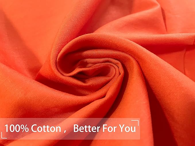 iMaylex Soft 100% Egyptian Cotton Zipper Pillow Case, Cozy and Lightweight Pillowcase, Easy Care, Orange, Body, 20'' x 48''