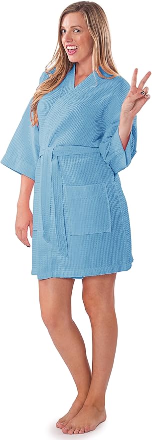 Turquaz Lightweight Short Robes For Women Waffle Kimono Bathrobe - Soft, Fast-Drying, Long-Lasting Cotton Blend