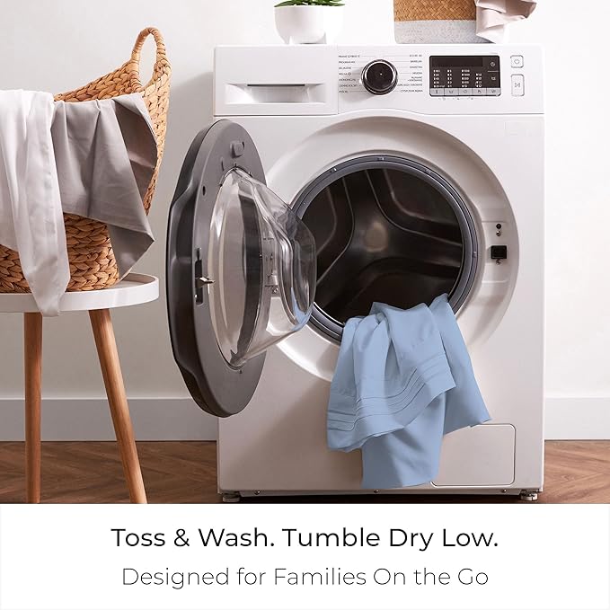 Mellanni Queen Sheet Set - 6-Piece Iconic Collection Bedding, (Including 4 Pillowcases), 21-Inch Extra Deep Pocket, Easy Care, Ultra Soft, Cooling Sheets, Brushed Microfiber - Sky Blue