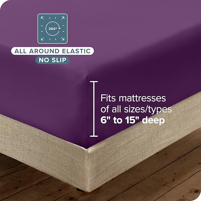 Bare Home Hotel Luxury King Sheet Set, Extra Soft - 6 Piece Set - Deep Pockets - Easy Fit - Cooling & Breathable - Wrinkle, Fade, Stain Resistant - Includes 4 Pillowcases (King, Plum)