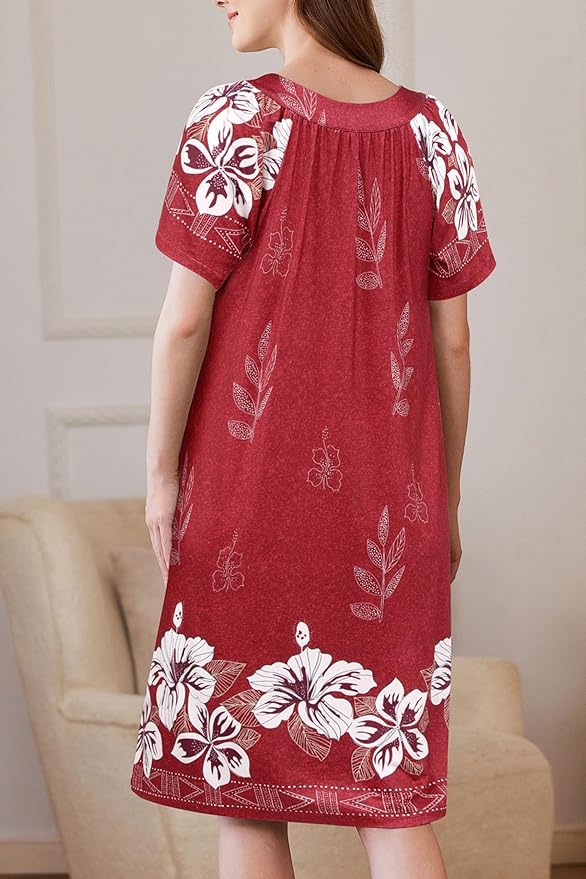 Ekouaer Women Robe Zipper Front Mumu Duster Robes Zip Up Housecoat Soft Sleepwear with Pockets