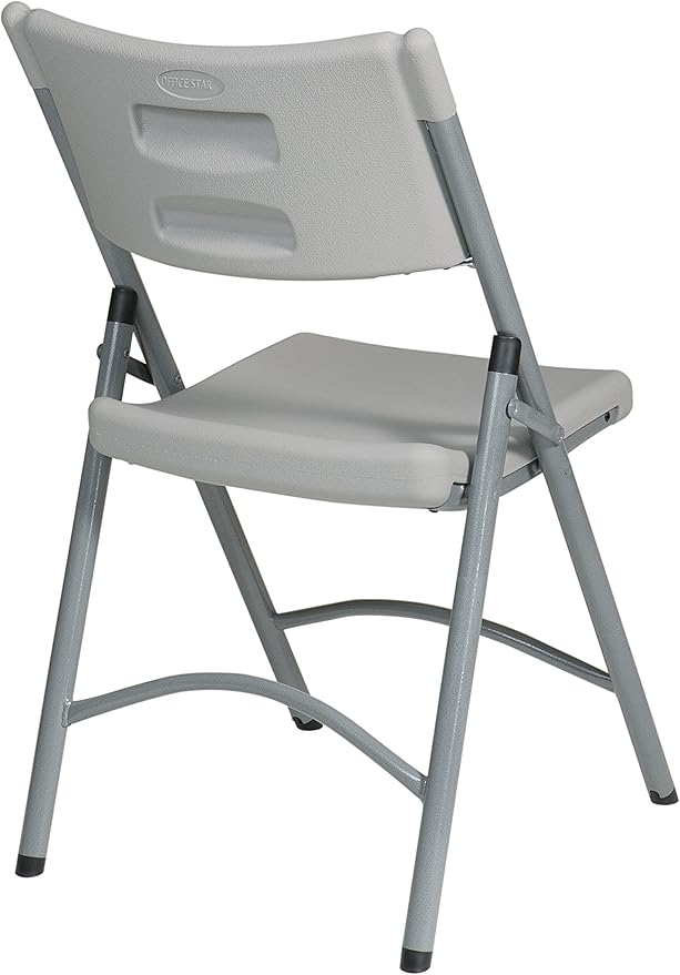 Office Star Resin Furniture for Indoor or Outdoor Use, 4-Piece Set, Curved Seat Folding Chairs Light Gray