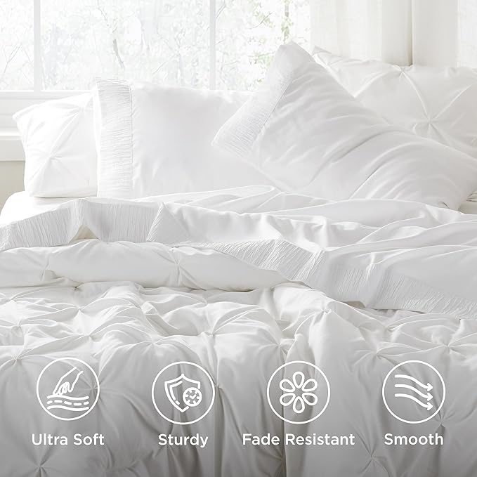 Bedsure King Size Sheets Set - 4 Pieces Soft King Sheets - Breathable & Cooling - Hotel Luxury - Easy Care Polyester Microfiber Bedding for Women, Men, White