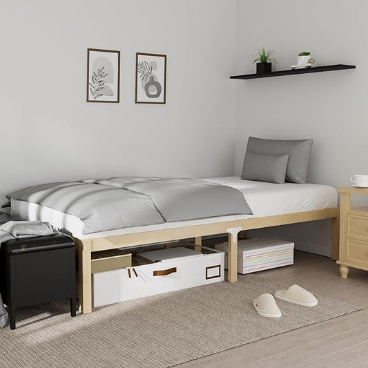 14 Inch Bamboo Bed Frame – Solid Wood Platform Bed Frame, Strong and Stable, with Non-Slip Slats for Support, No Box Spring Needed, Easy to Assemble, Noise-Free (Natural, Twin)