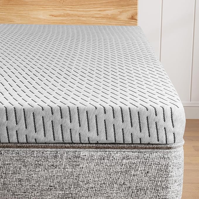 Bamboo Mattress Topper Twin Size 4 Inch, Cooling Gel & Bamboo Charcoal Memory Foam Mattress Topper for Back Pain Relief, Firm Dual-Layer Foam Bed Pad with Removable Cover College Dorm