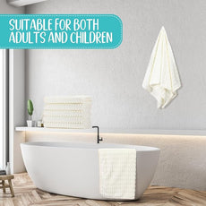 8 Pack Microfiber Bath Towels Bulk 27'' x 60'' Oversized Size Bath Towel Highly Absorbent Extra Large Soft Drying for Shower Beach Winter Salon Sport Gym Party (Slub Velvet,White)