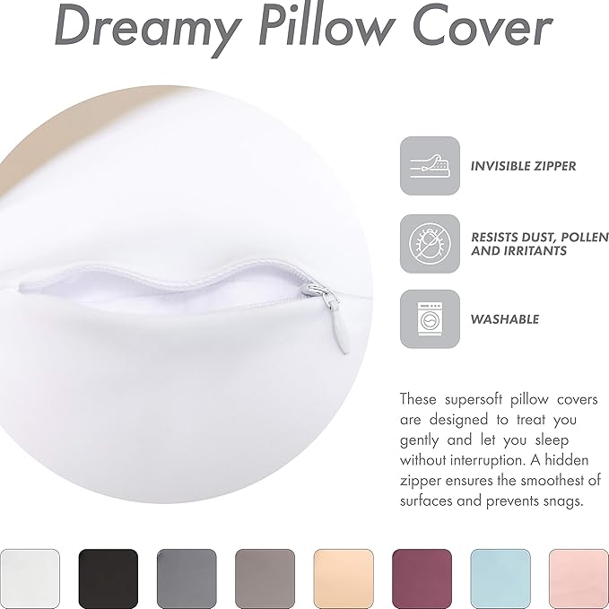 Cover Only for Premium Microbead Bed Pillow, X-Large Extra Smooth - Ultra Comfortable Sleep with Silk Like Anti Aging Cover 85% Spandex/ 15% Nylon Breathable, Cooling Pure White